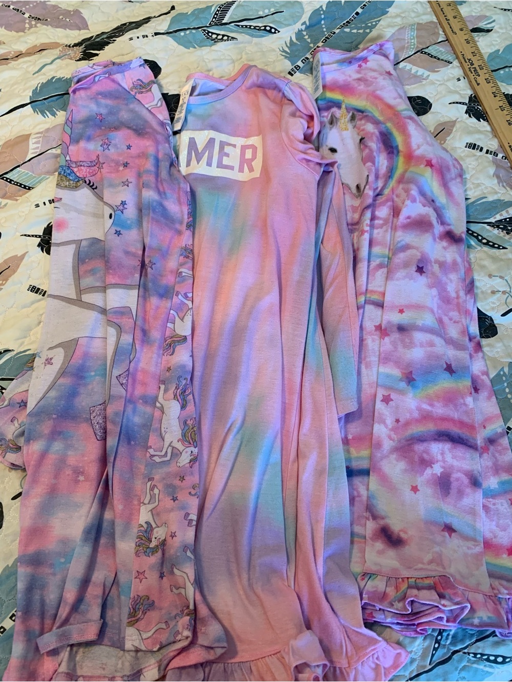The Children's Place Pastel Tie-Dye Rainbow Long Sleeve Nightgown set of 3